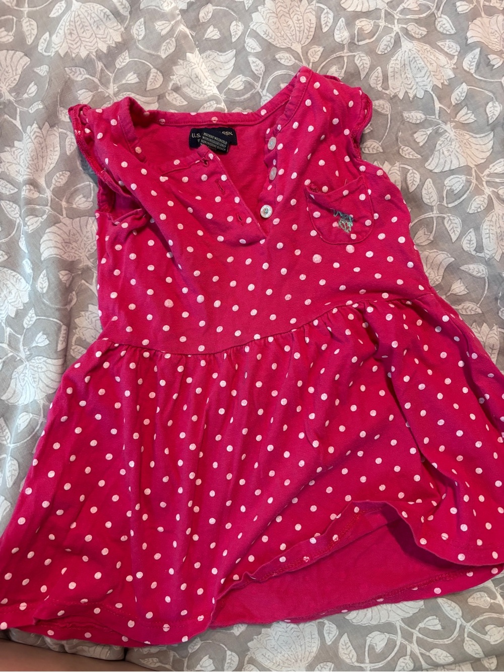 U.S. Polo Assn. Bright Pink Polka Dot Peplum Dress